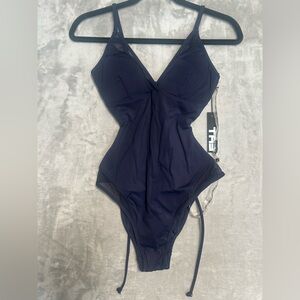 TA3 Mesh One Piece Swimsuit Midnight Navy Blue Women’s Small Reg/Long
